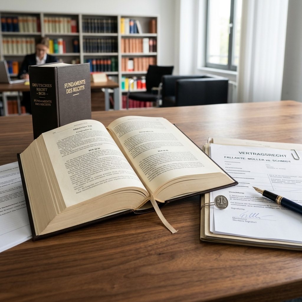 Ein offenes Gesetzbuch oder juristische Dokumente auf einem Schreibtisch, symbolisierend die rechtliche Grundlage und die Bedeutung der Paragraphen.