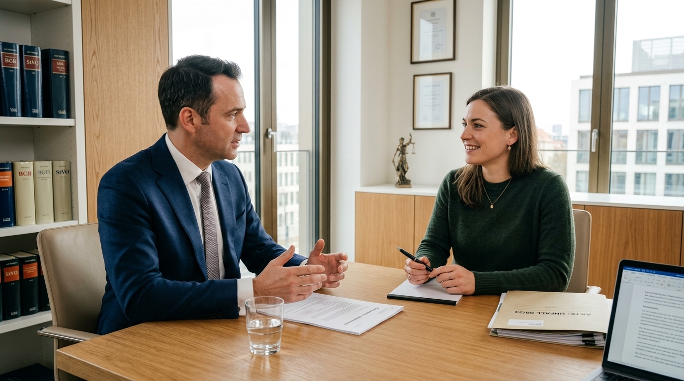 Anwalt berät Klienten zu Ansprüchen nach Fahrradunfall.