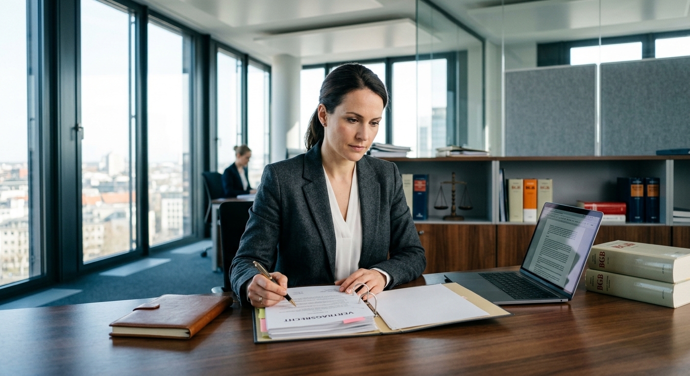 Professionelle Person prüft Vertragsunterlagen
